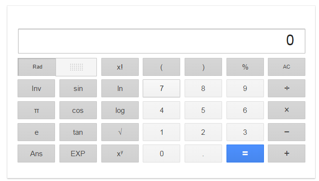 Google calculator search screen