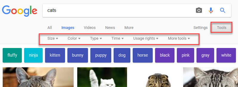 Tools in Google Search