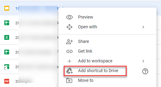 Add shortcut to Drive