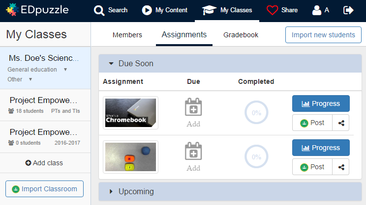 Edpuzzle sample screen