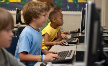 Students working at computers