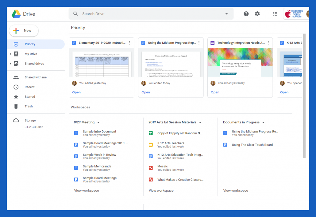 Sample Google Drive Workspace