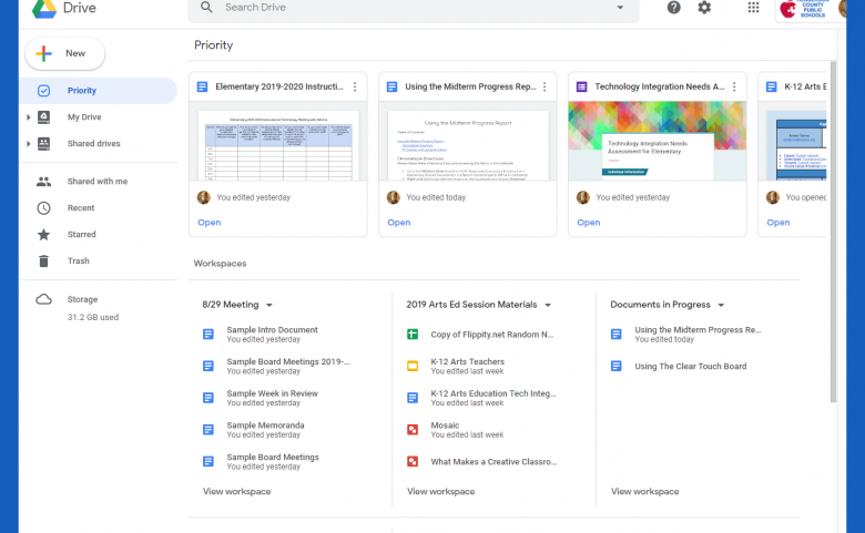 Sample Google Drive Workspace