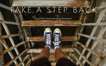 Person standing on stairs with title "Take a Step Back"