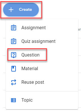 Create Question Menu