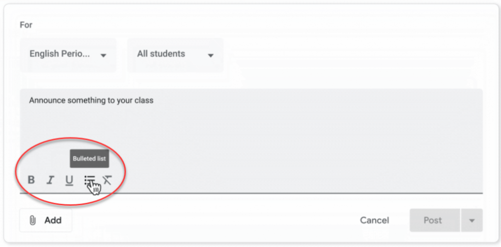 Rich Text preview in Google Classroom Assignment
