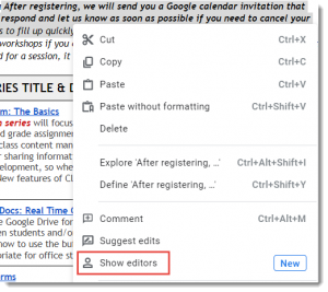 Show editors button in Google Docs