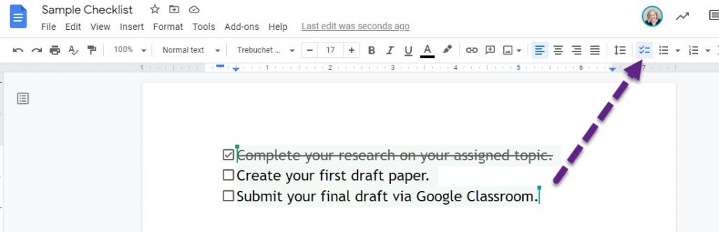 Google Docs Checklist