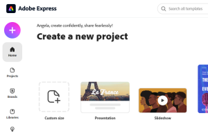 Adobe Express dashboard