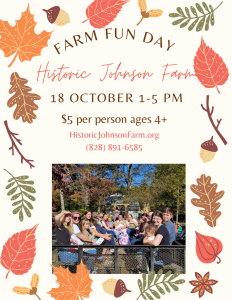 Picture of people on a wagon ride on a flyer for Farm Fun Day