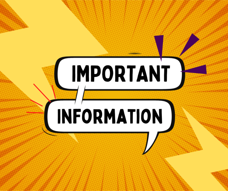 image of a yellow background with text important information
