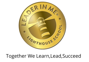 image of the leader in me lighthouse team logo with text together we learn lead succeed