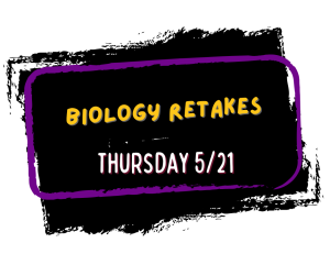 image of a paint smear with text Biology retakes Thursday 5/21
