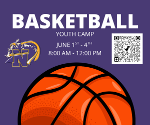 image of a basketball with text Basketball youth camp June 1-4 8 am - noon qr code links to North Henderson Basketball Camp Dates: June 1st – June 4th Location: North Henderson High School Time: 8:00 AM – 12:00 Noon What You’ll Learn: • Fundamental Skills Development • Shooting & Ball Handling • Defense & Team Concepts • Competitive Games & Contests Cost: • $100 (before June 1st) • $110 (day of camp) Open to boys and girls in grades K–9 Register using this link https://bit.ly/nhhsbball