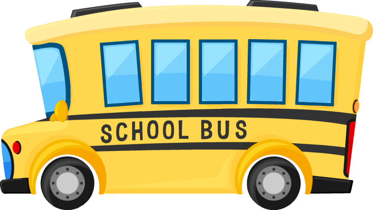 A cartoon graphic of a school bus