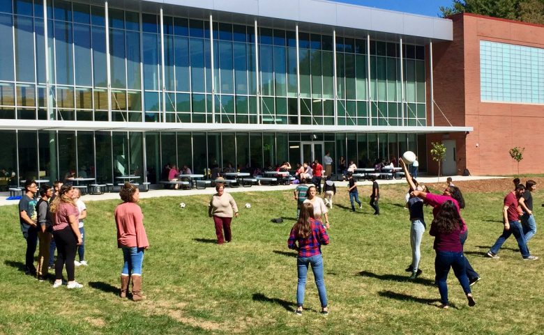 Students play outside