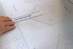 ruler and blueprint