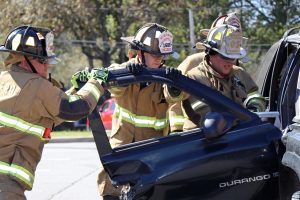 Firefighters demonstrate car extraction