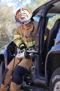 Firefighters demonstrate car extraction