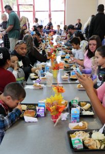 Parents and students at lunch