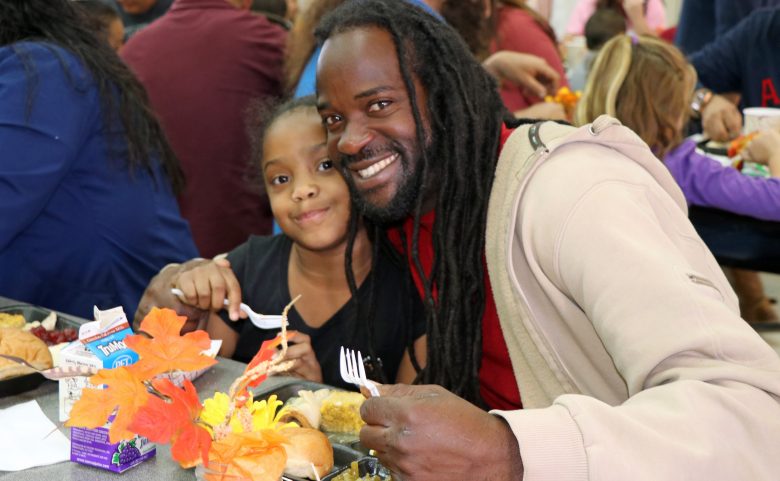 Father and daughter at school