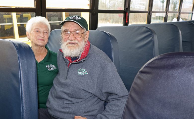 Tom and Marqueta Laughter in a school bus