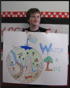 Student with poster