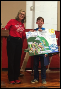 Student with poster