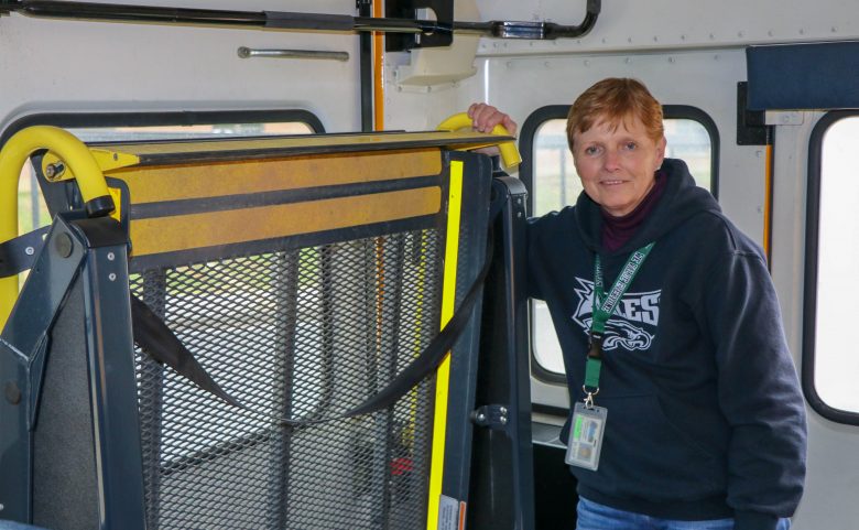 Delwin Hyder in her school bus