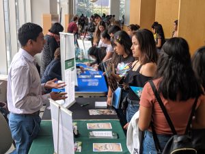 group of students at college booth