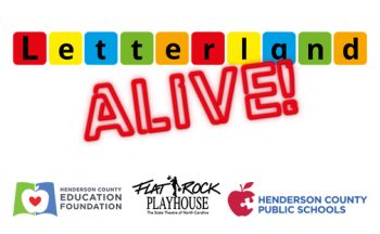 logos for Letterland Alive!, Henderson County Education Foundation, Flat Rock Playhouse, and HCPS