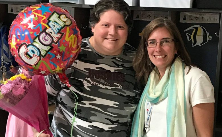 Becca Martin and Jennifer Shelton with balloon