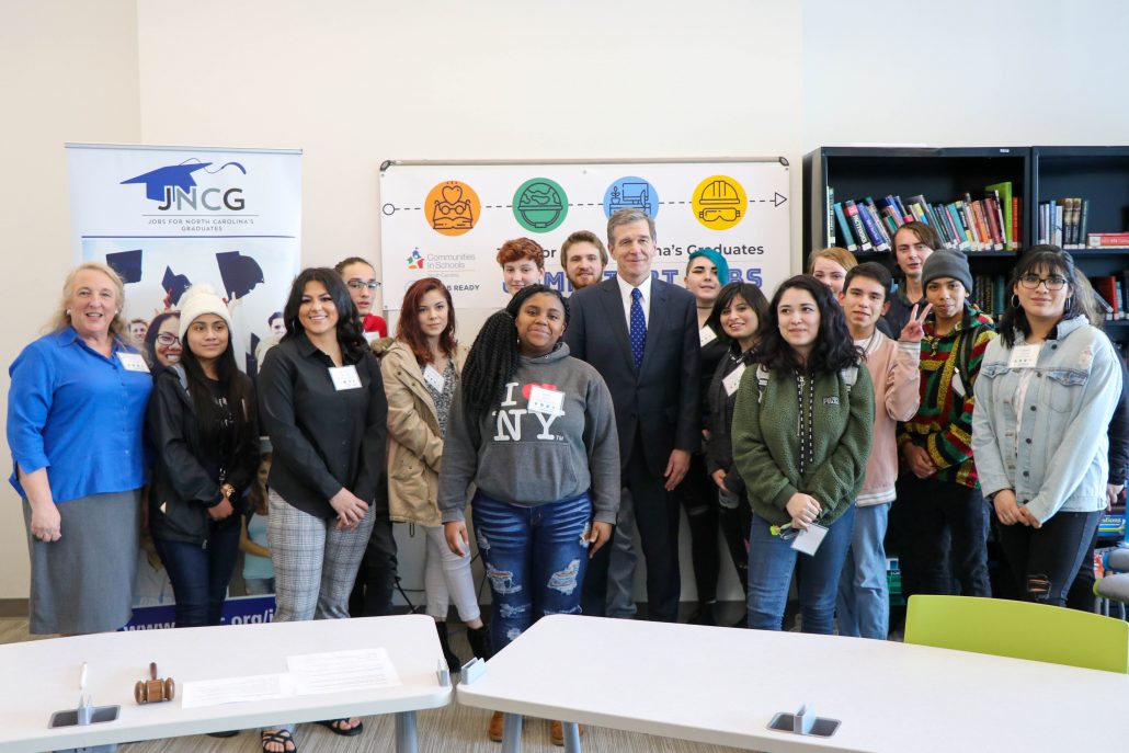 Governor Cooper with group of students