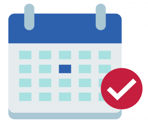 Calendar socials calendar graphic with checkmark