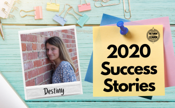 graphic of polaroid on desk with handwritten text "Destiny" and "2020 Success Stories"
