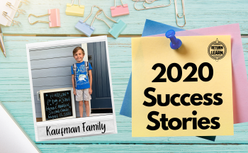 graphic of polaroid on desk with handwritten text "Kaufman Family" and "2020 Success Stories"
