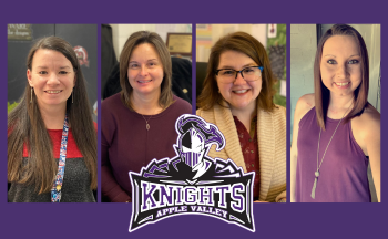 pictures of four women with Apple Valley Middle "Knights" logo