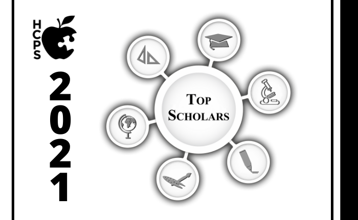 graphic with Top Scholars and HCPS logo and "2021"