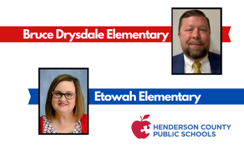 headshots of 2 principals with text "Bruce Drysdale Elementary" and "Etowah Elementary"