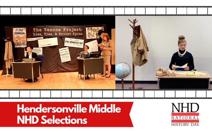 film strips, two photos and text with "Hendersonville Middle NHD selections"
