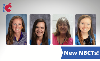 graphic with headshots of 4 women and text "New NBCTs!"