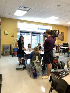 News cameras visit Mrs. Moret at Mills River Elementary