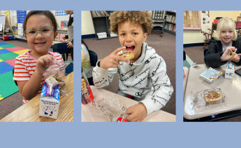 Students eating breakfast