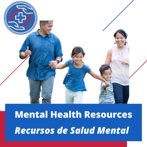 Family running with text for Mental Health Rsources