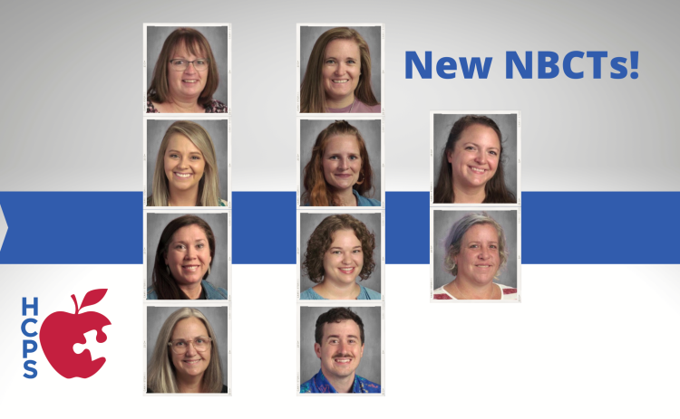 A collage of 10 photos of Teachers that received a new national board certification. There is text that says "New NBCTs!"